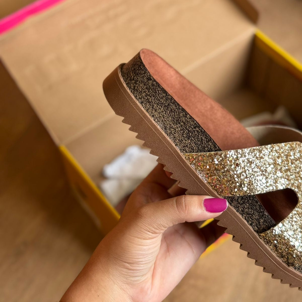 Sandália Moleca Tamanco Plataforma Maxxi Glitter 5500.100