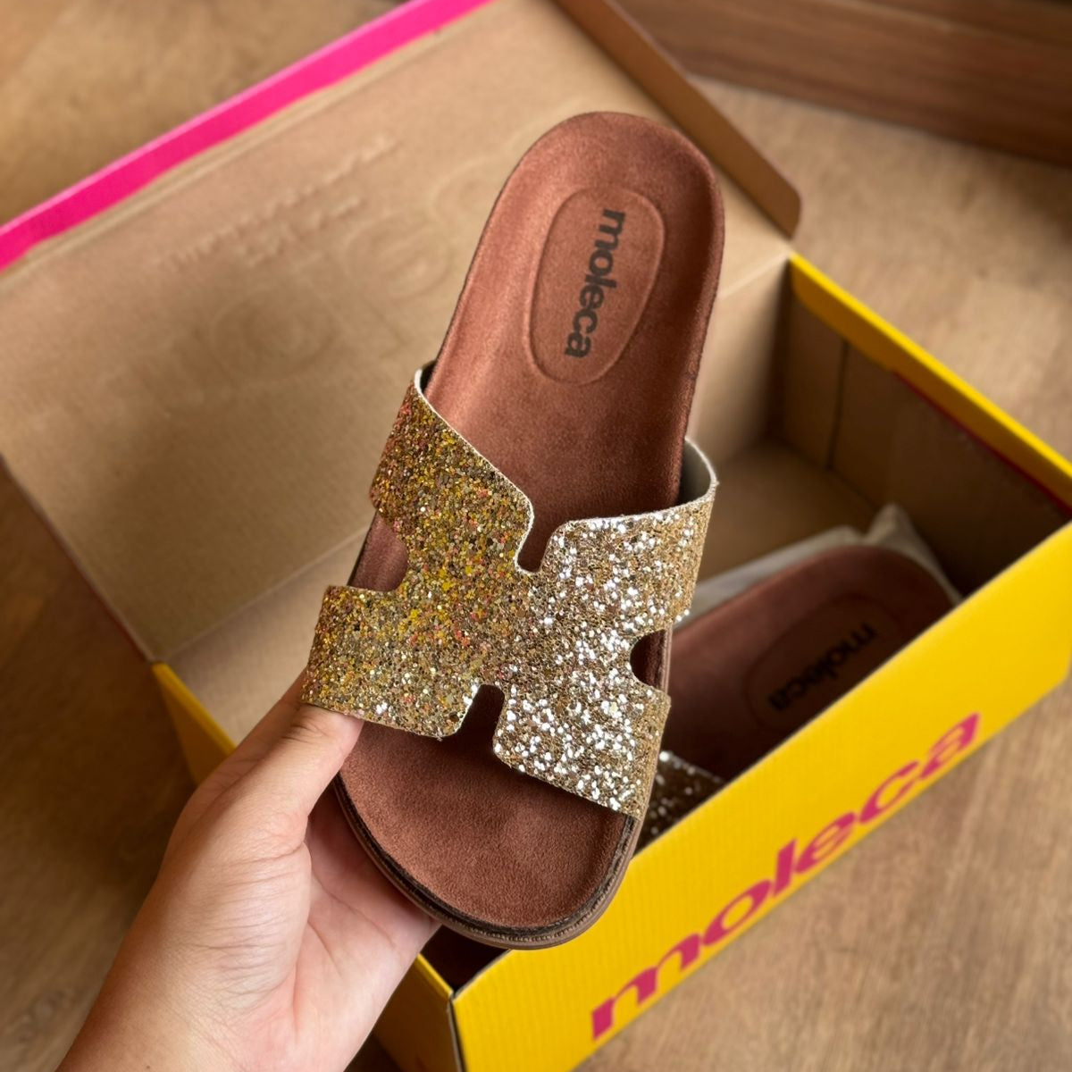 Sandália Moleca Tamanco Plataforma Maxxi Glitter 5500.100