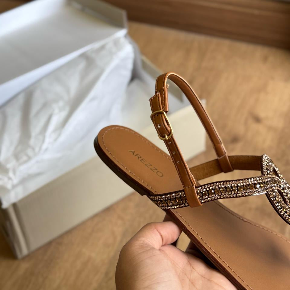 Sandália Arezzo de Dedo Cravejado Ajustável A101761119