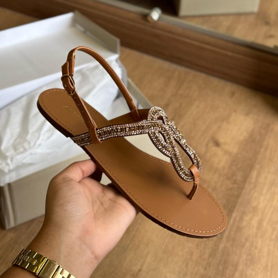 Sandália Arezzo de Dedo Cravejado Ajustável A101761119