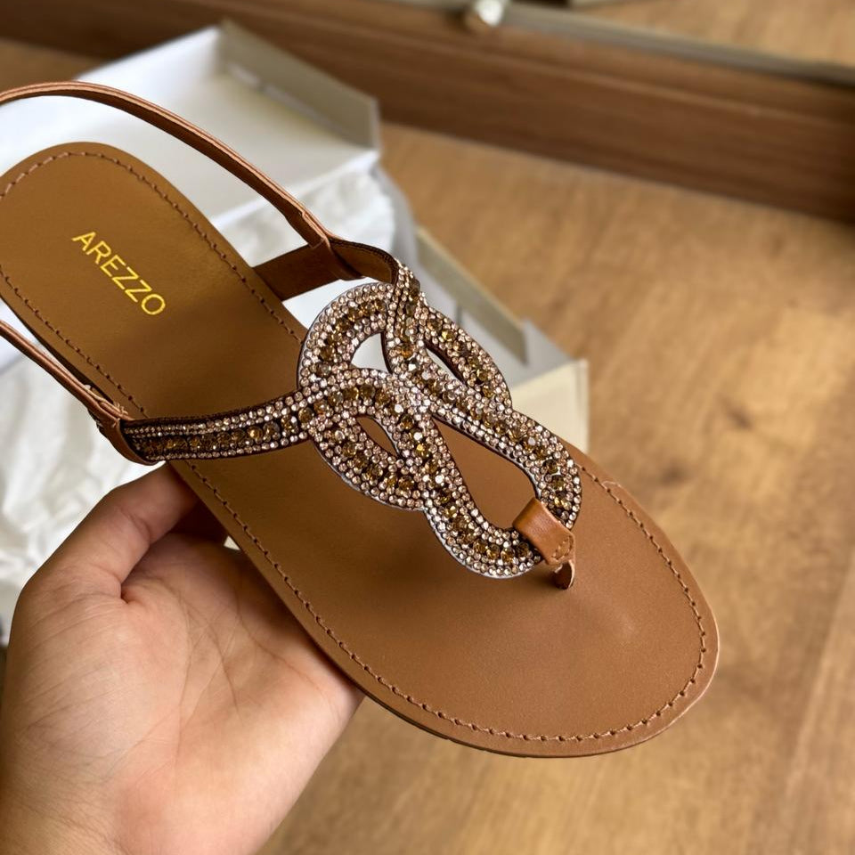 Sandália Arezzo de Dedo Cravejado Ajustável A101761119