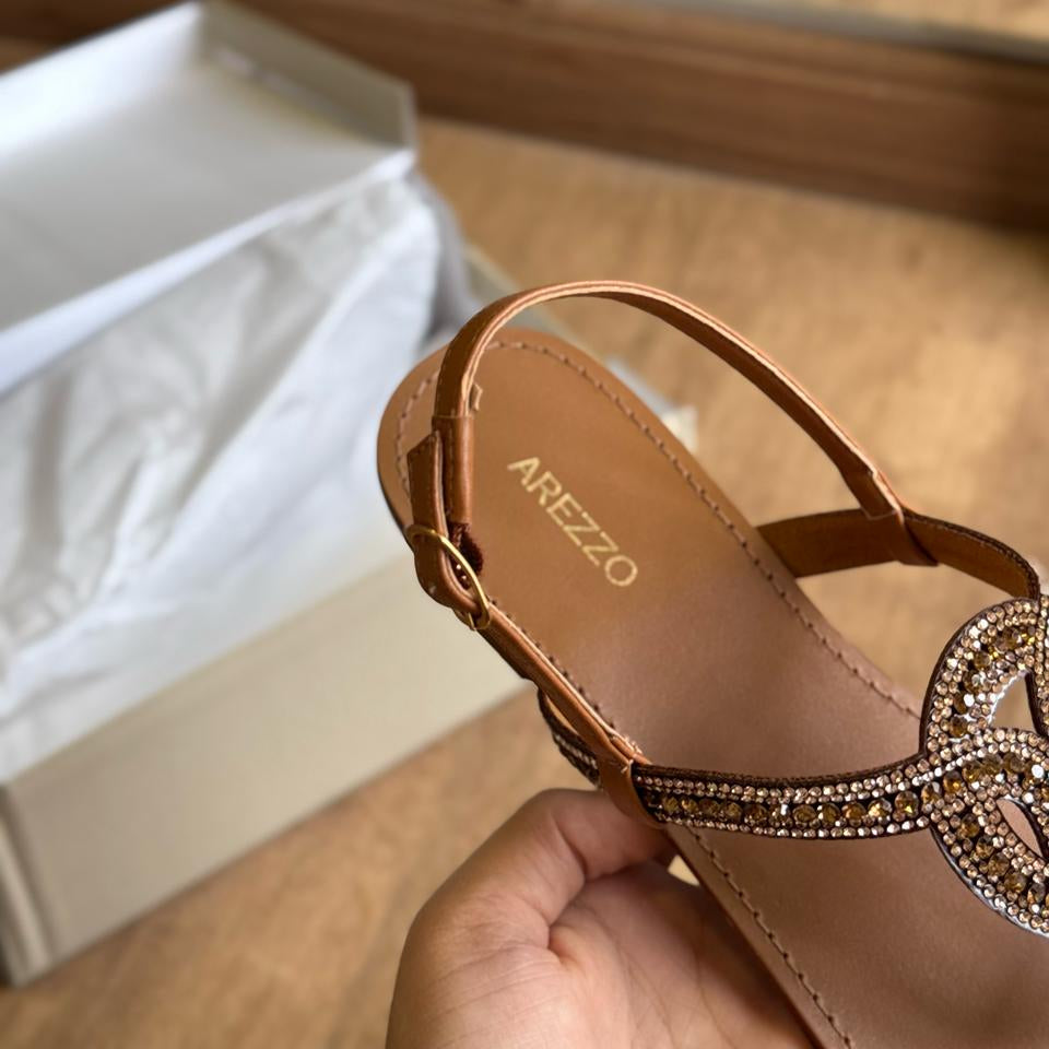 Sandália Arezzo de Dedo Cravejado Ajustável A101761119