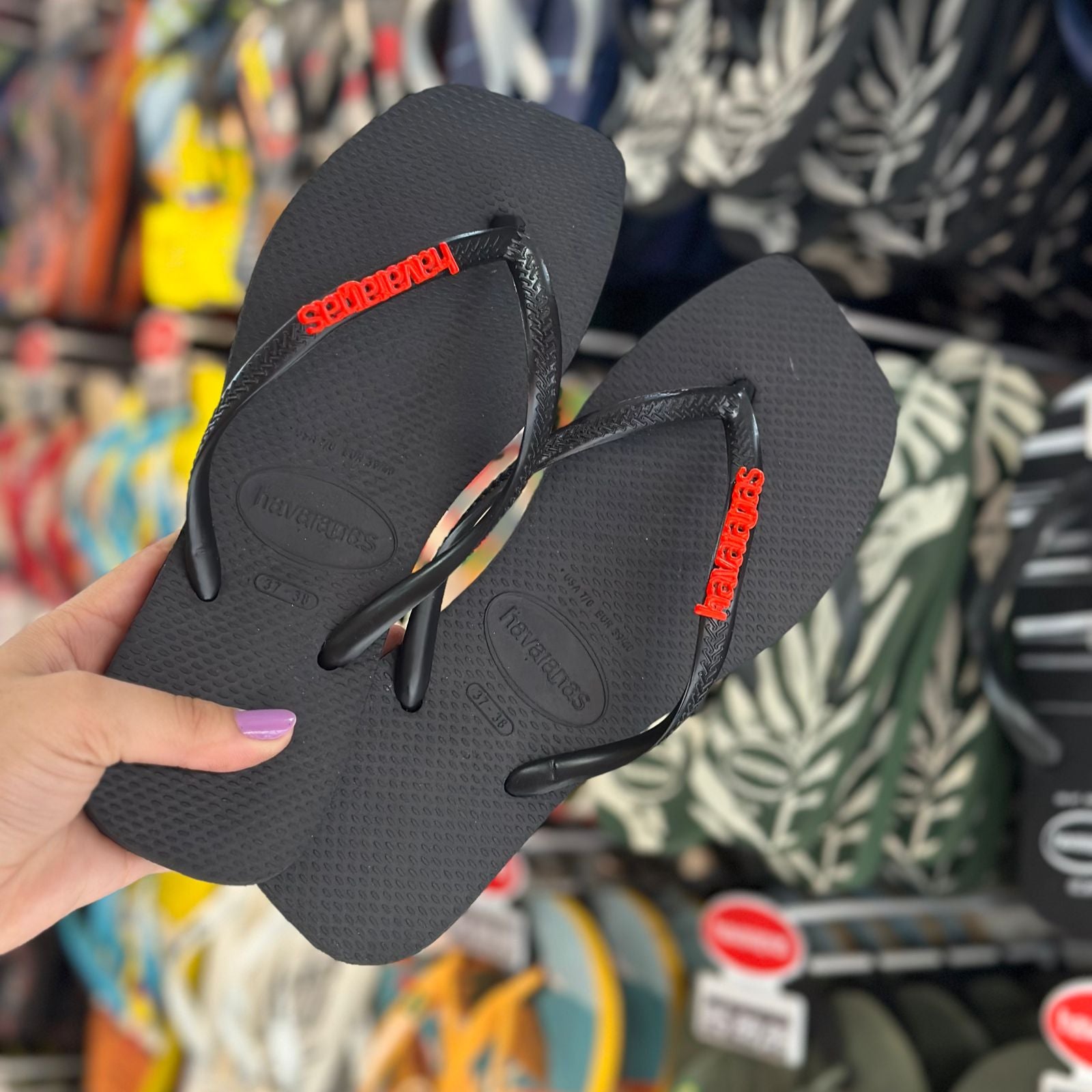 Havaianas Slim Square (Preto) + Placa Logo