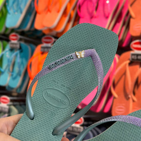 Havaianas Slim Square Glitter + Pingente Borboleta