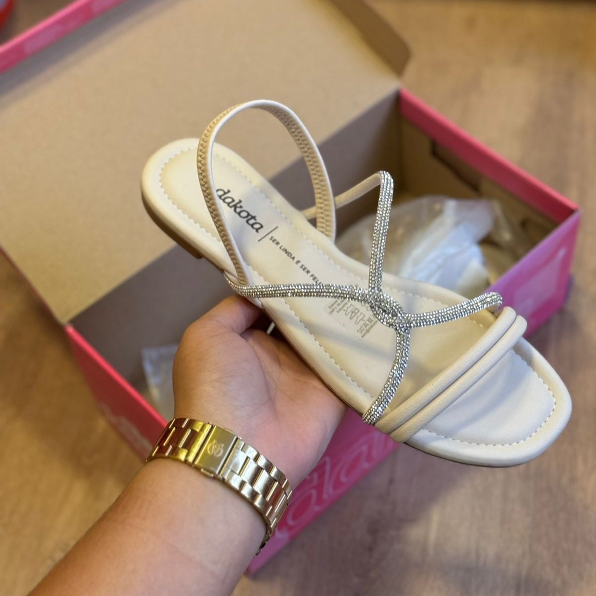 Sandália Dakota Rasteira Strass Brilhoso Y6977