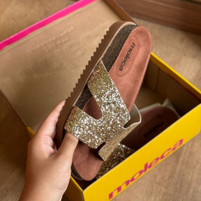 Sandália Moleca Tamanco Plataforma Maxxi Glitter 5500.100