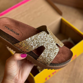 Sandália Moleca Tamanco Plataforma Maxxi Glitter 5500.100