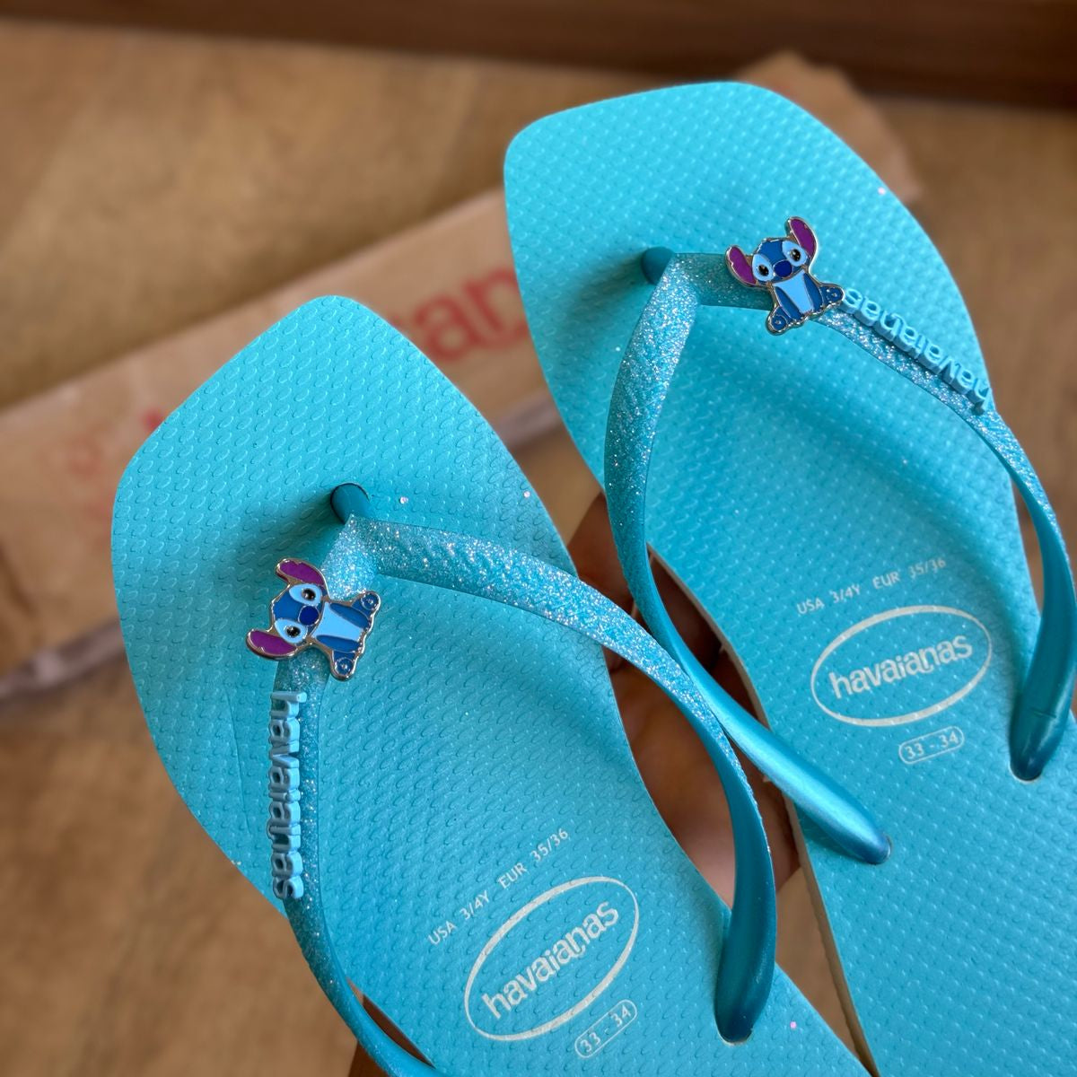 Havaianas Slim Square Glitter Neon + Pin Stitch