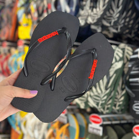 Havaianas Slim Square (Preto) + Placa Logo