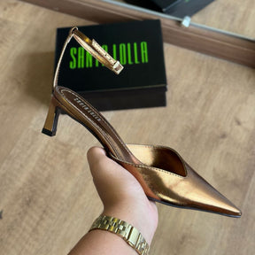 Scarpin Santa Lolla Metalizado Salto Baixo Bico Fino 0734.4A98.015C