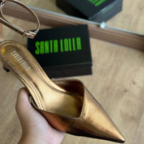 Scarpin Santa Lolla Metalizado Salto Baixo Bico Fino 0734.4A98.015C