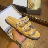Sandália Arezzo Papete Palha Tiras Strass A120160226