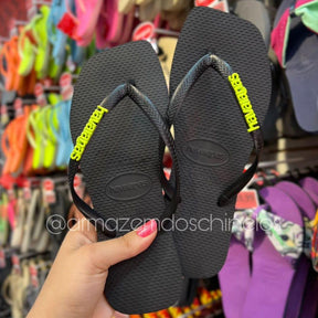 Havaianas Slim Square (Preto) + Placa Logo