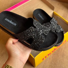 Sandália Moleca Tamanco Plataforma Maxxi Glitter 5500.100